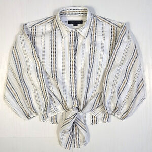 Tommy Hilfiger Womens Button Down Shirt S Blue Stripe Classic Casual Preppy